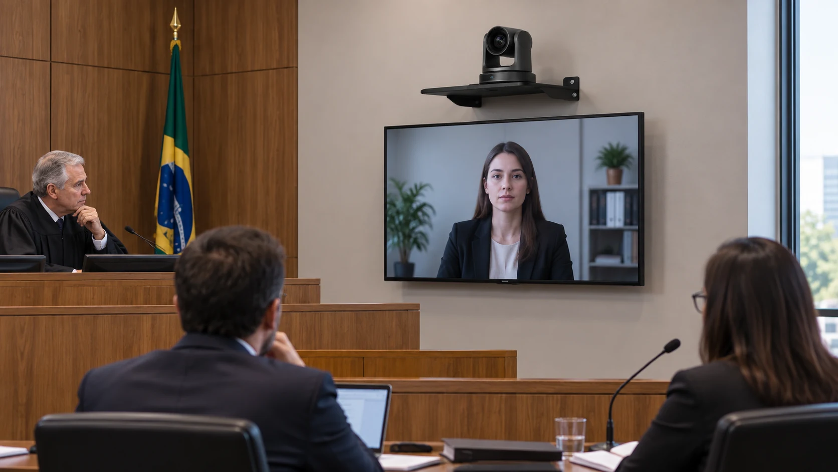 Suporte de Câmera Line Parede — Audiência remota com câmera acima da tela