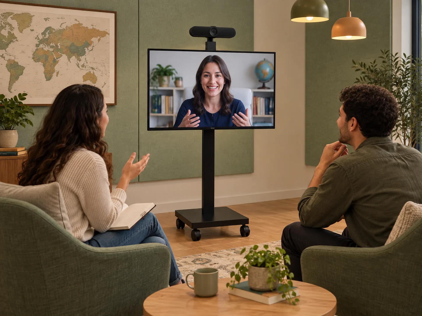 Cart Pedestal Educacional — Sala de idiomas com tutoria remota