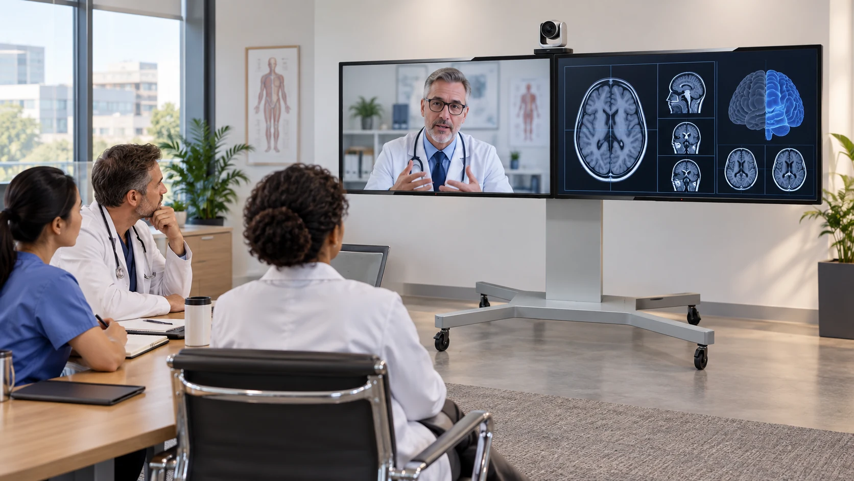 Suporte EX 5570 02 TVs 86" — Colaboração em telemedicina