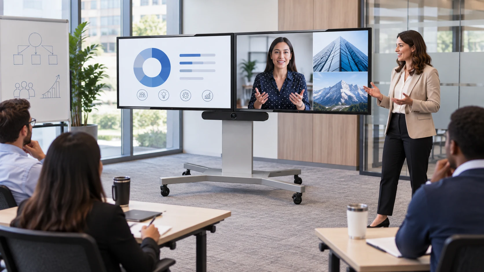 Suporte EX 5570 02 TVs 86" — Treinamento corporativo híbrido