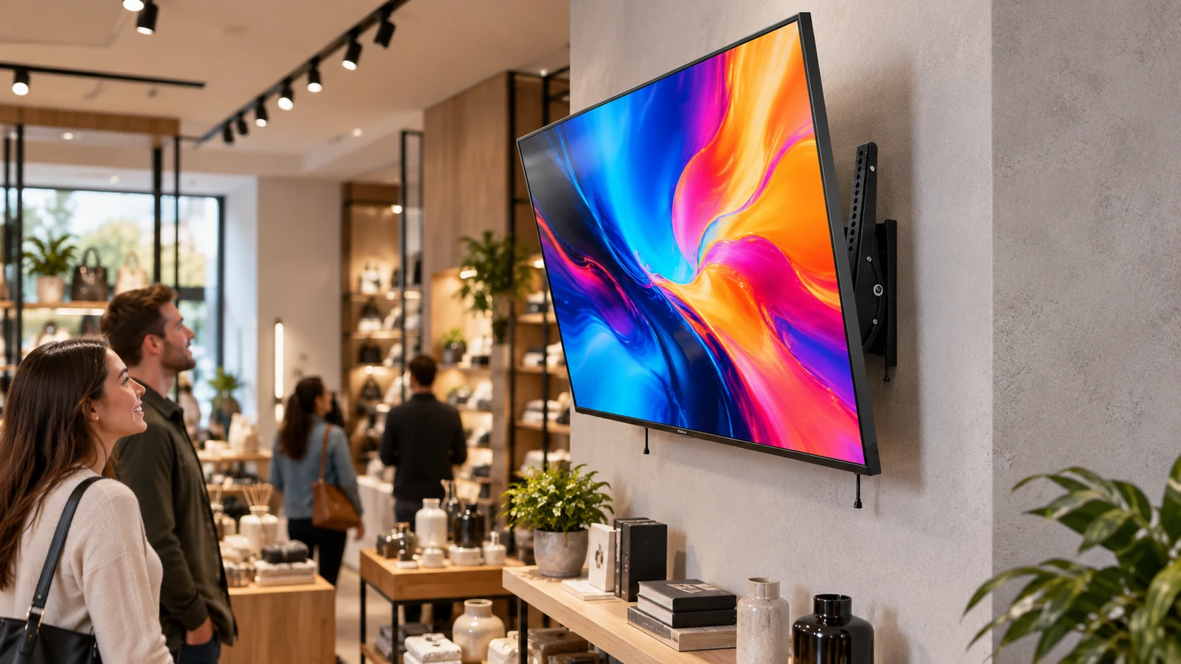 Suporte Fixo Articulado para TVs de 30" a 75" — Sinalização em loja