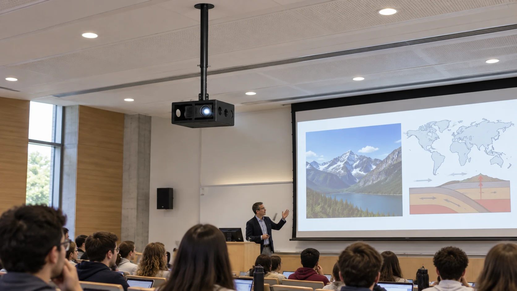 Suporte de Teto Gaiola Universal — Auditório universitário com projeção