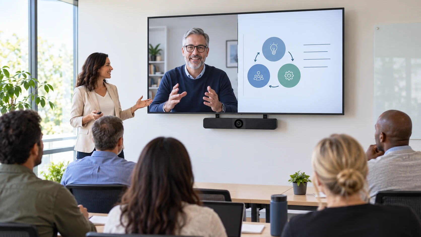 Kit de Montagem para Monitores Polycom Studio — Treinamento híbrido com câmera abaixo da tela