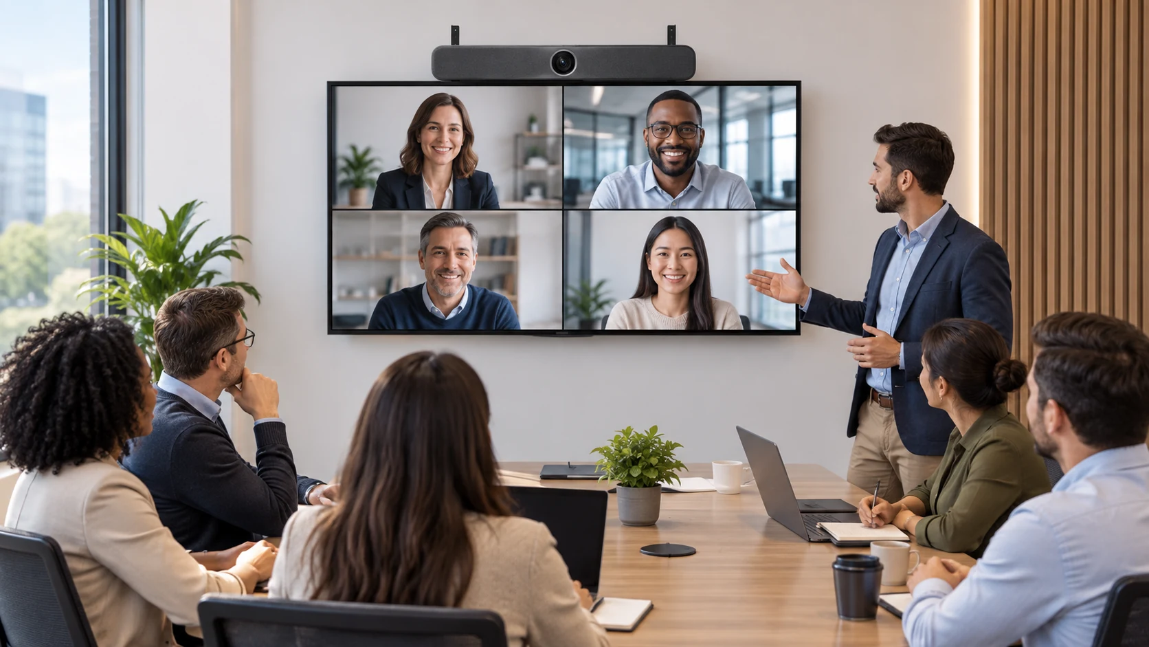 Kit de Montagem para Monitores UVC Yealink, X50 e X52 — Treinamento corporativo com câmera acima da tela
