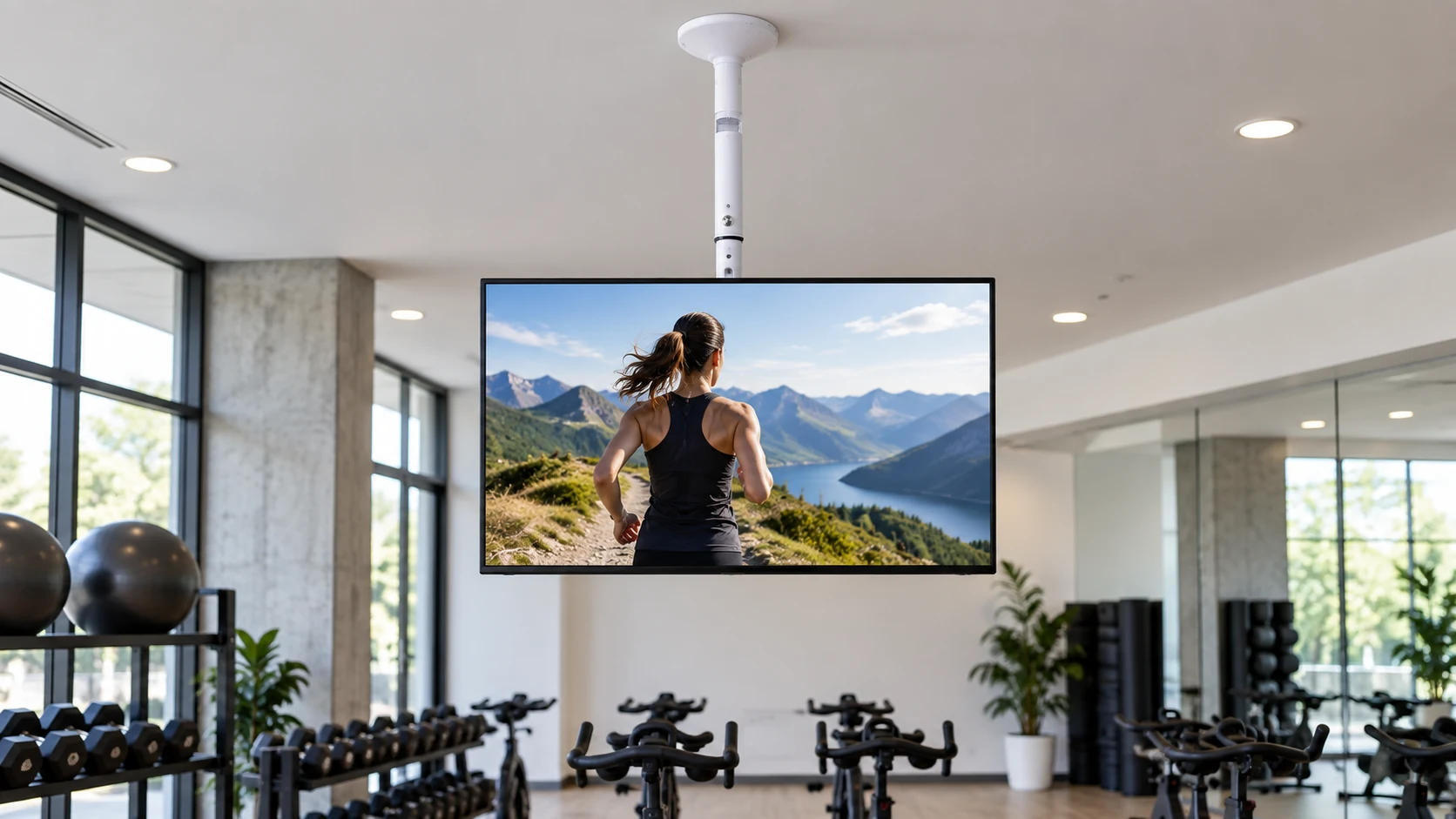 Suporte Line de Teto para TV/Monitor de 19" até 56" Branco — Academia profissional