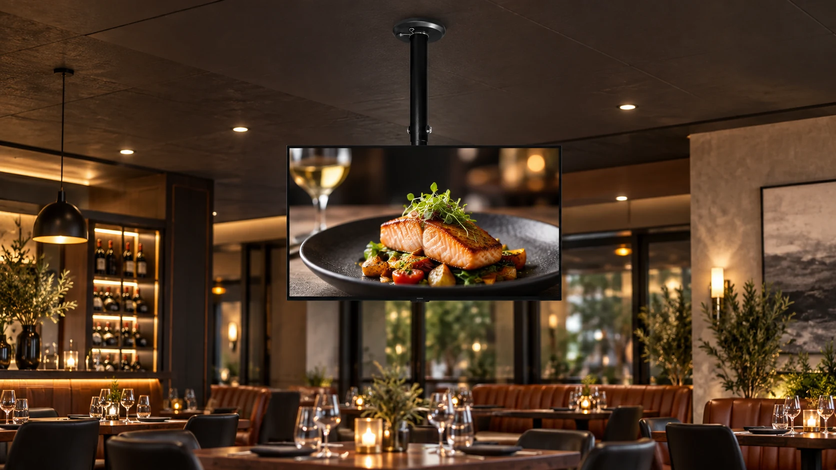Suporte Line de Teto para TV/Monitor de 19" até 56" Preto — Restaurante contemporâneo
