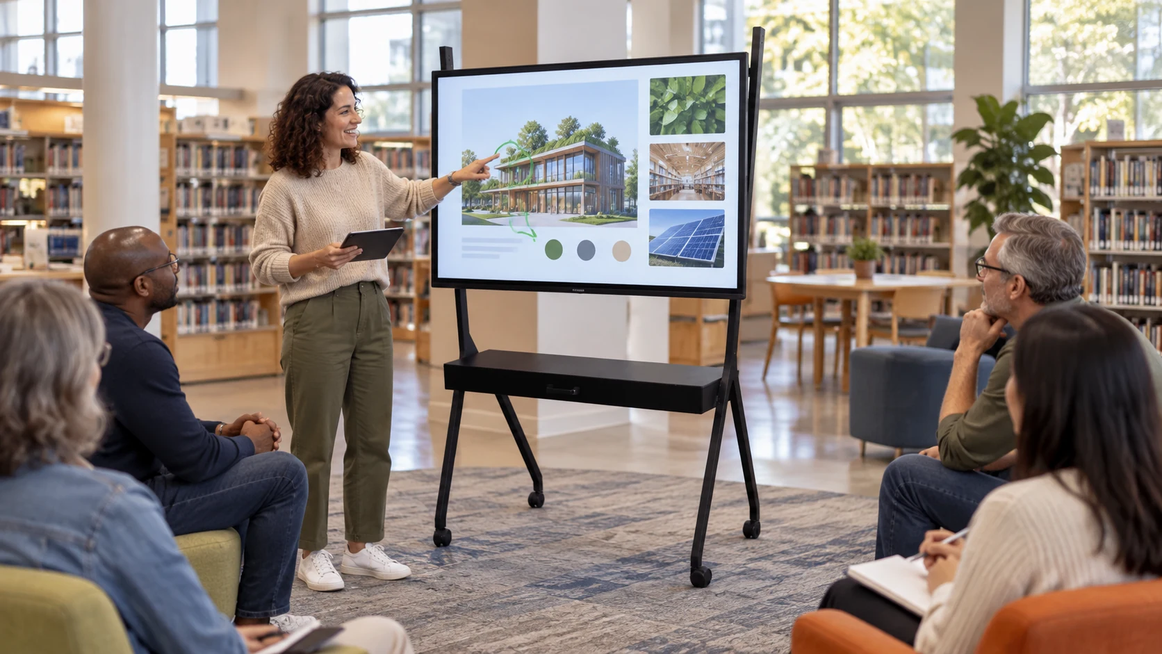 Suporte Móvel para Lousa Interativa/TV — Oficina em biblioteca
