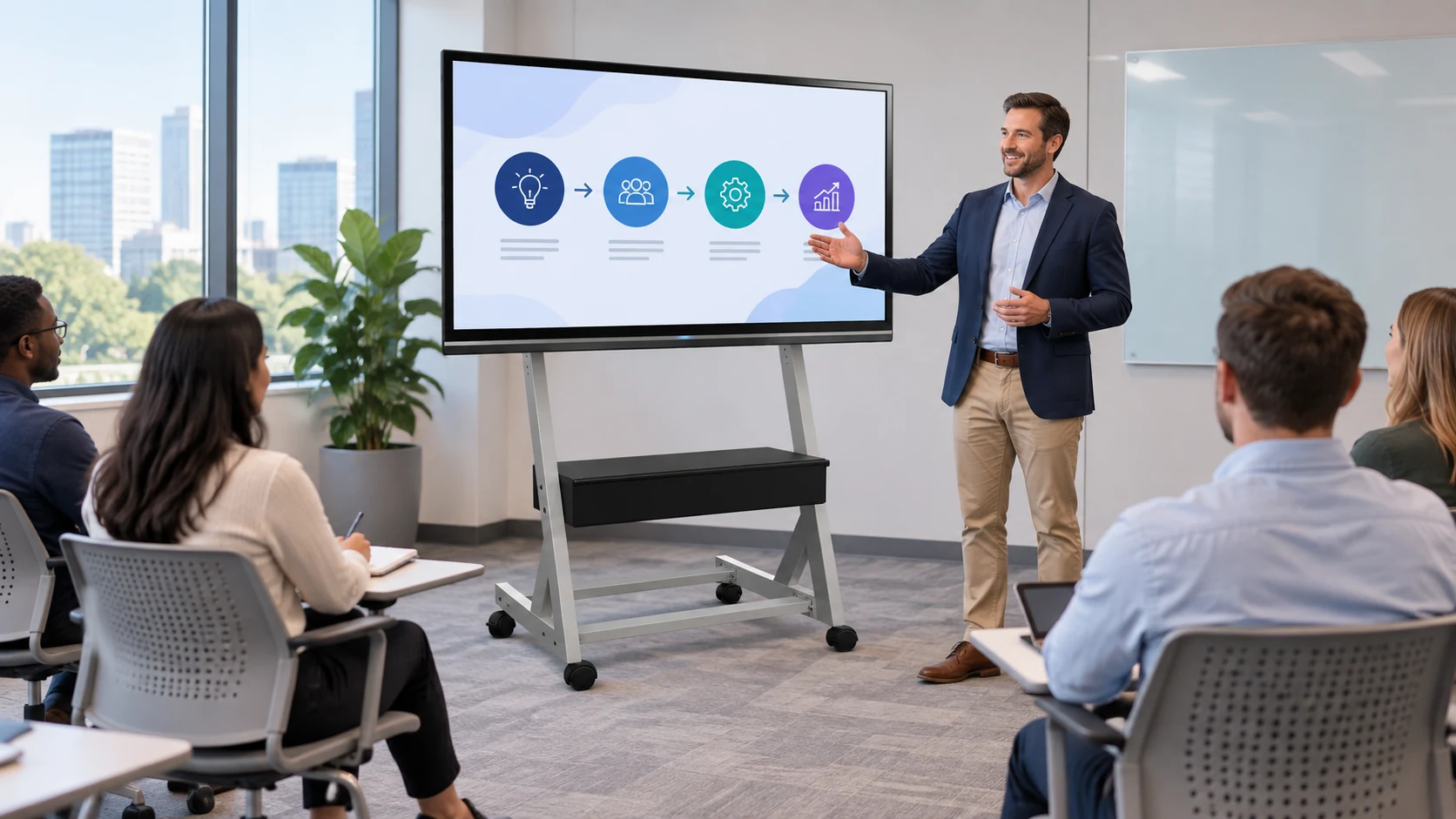 Suporte para Lousa Interativa/TV — Treinamento corporativo