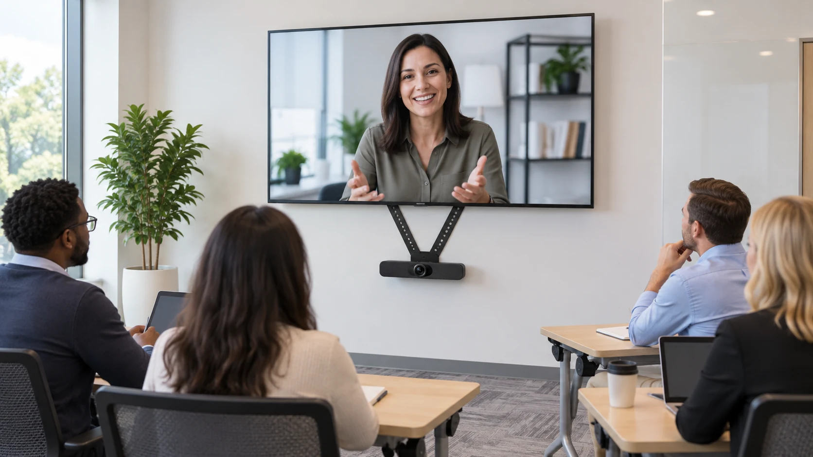 Suporte de TV para Logitech Meetup — Treinamento com participante remoto