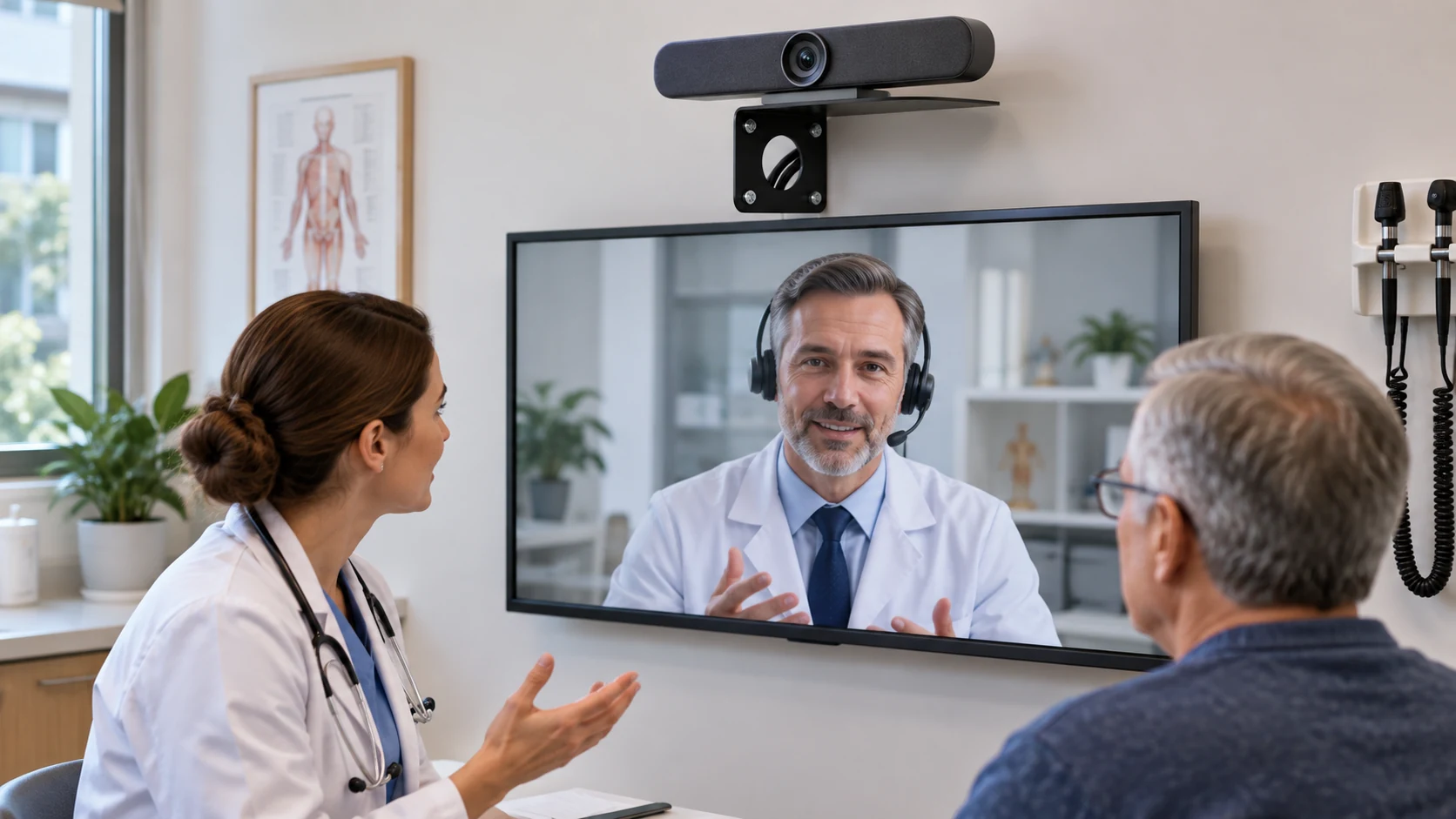Suporte de Parede para Polycom e Logitech — Atendimento remoto com câmera acima da tela