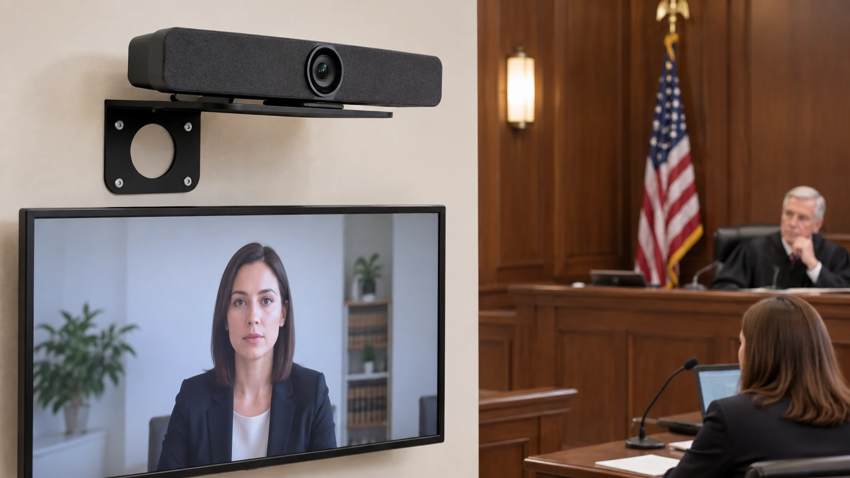 Suporte de Parede para Polycom e Logitech — Audiência remota com câmera acima da tela