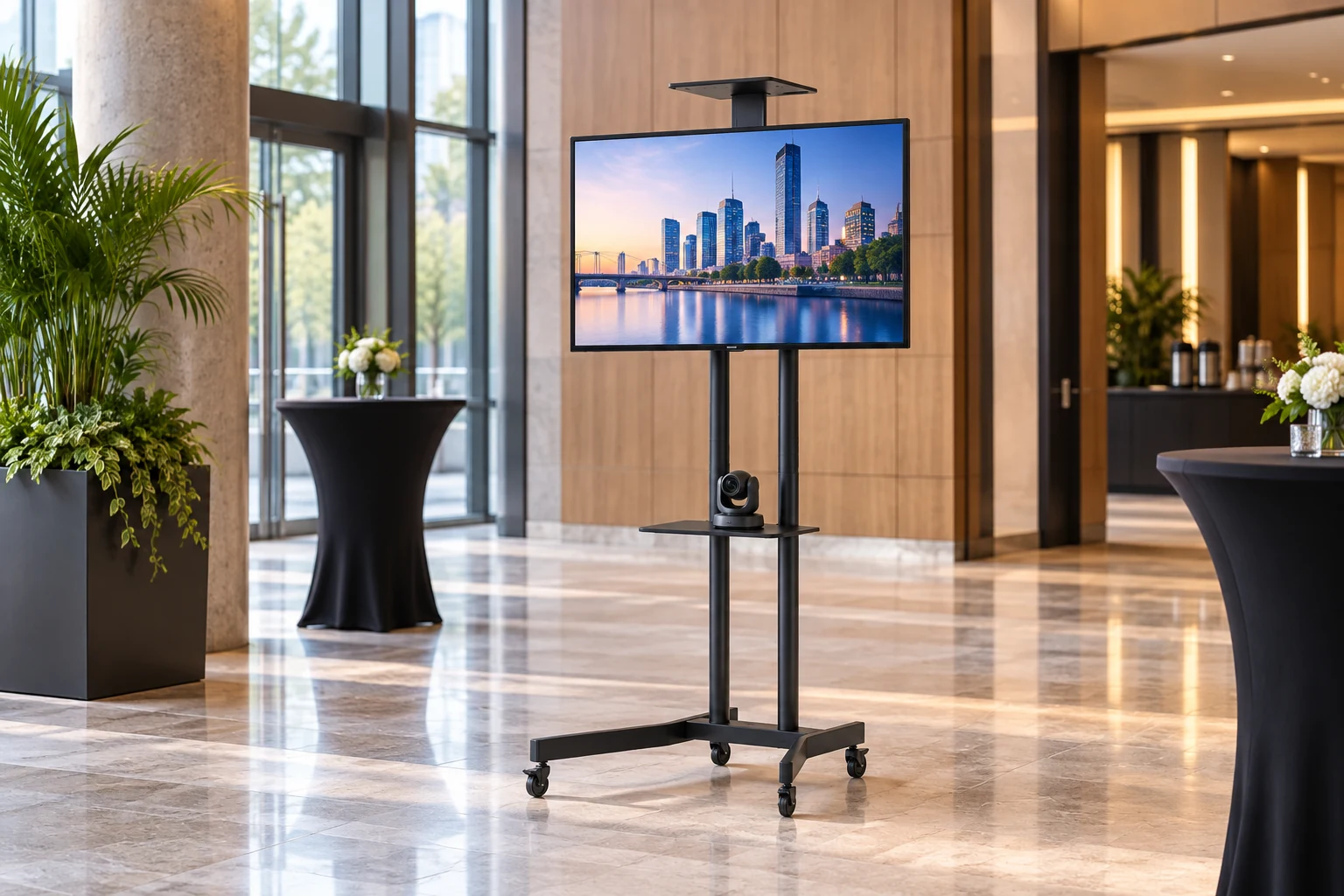Suporte Pedestal com Rodas e 3 Níveis de Regulagem de Altura para TVs a partir de 32" — Telemedicina