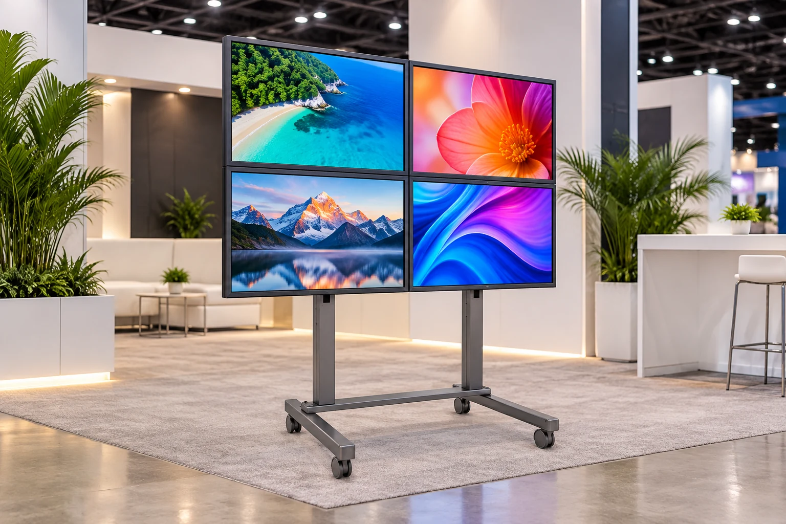 Suporte Pedestal para Videowall — Feira profissional