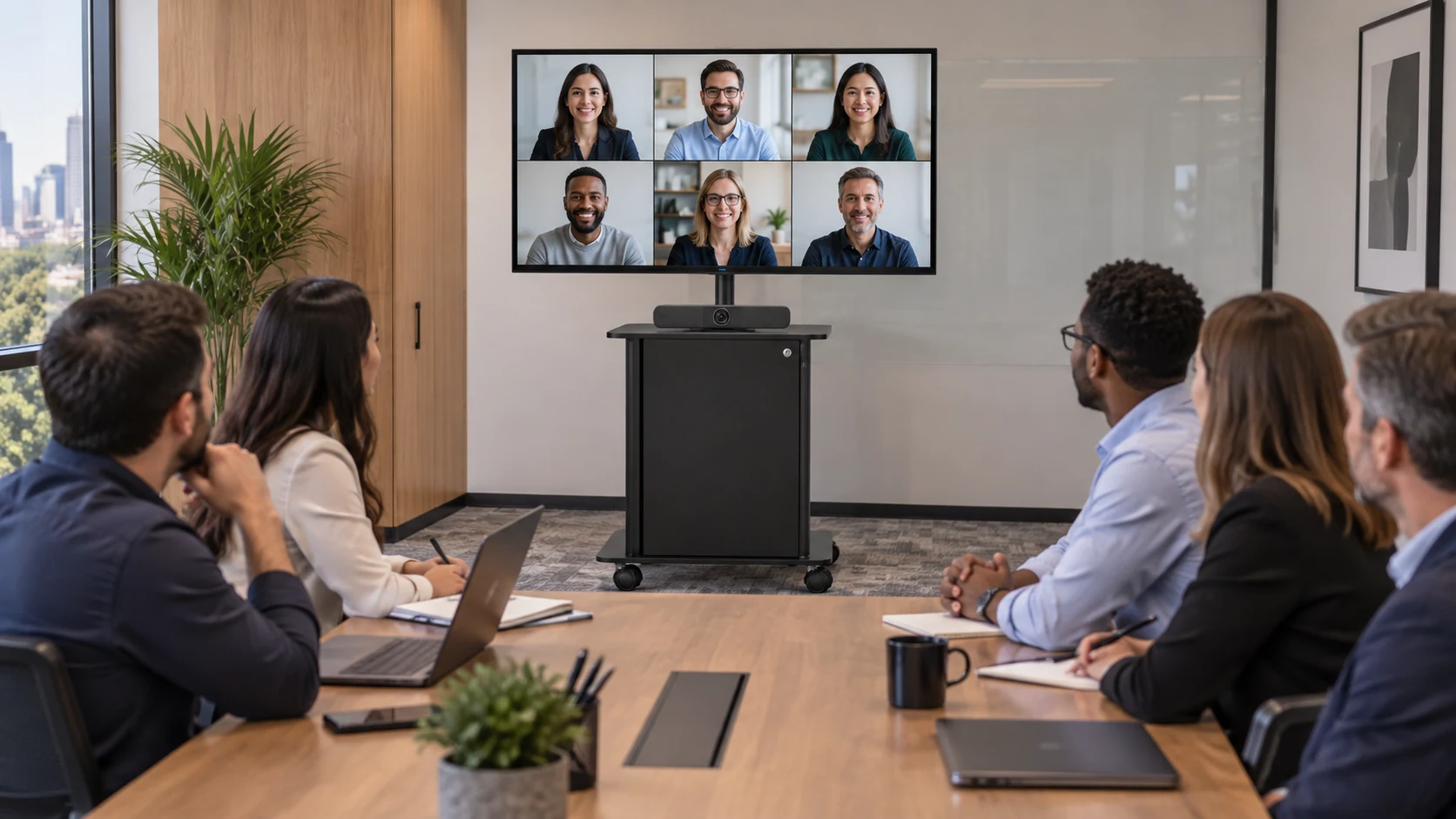Rack de Videoconferência para 01 TV em reunião