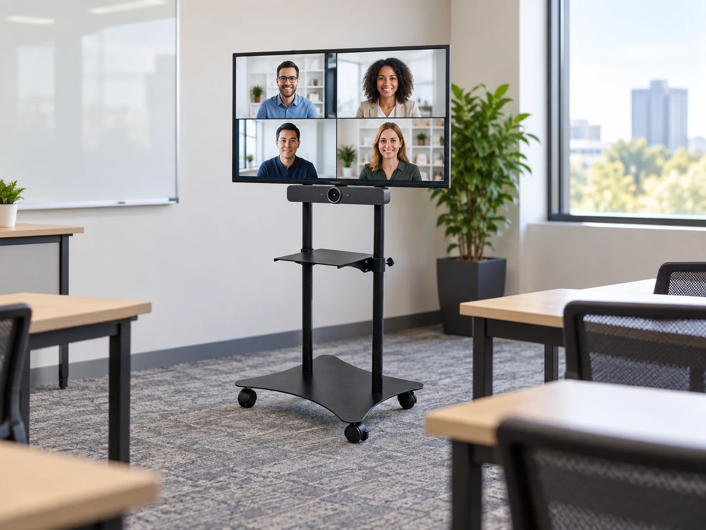 Suporte Solo Móvel 32" a 70" — Sala de treinamento