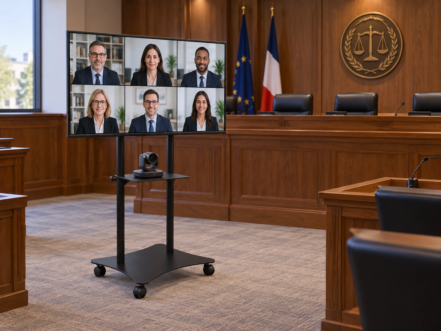 Suporte Solo Móvel 32" a 70" — Tribunal e conselho