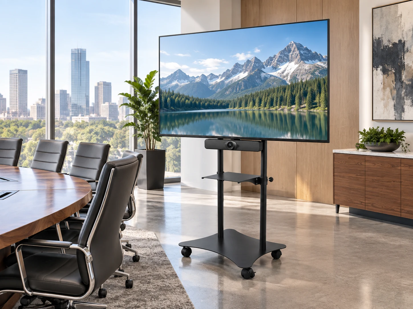 Suporte Solo Móvel 55" a 86" — Sala executiva