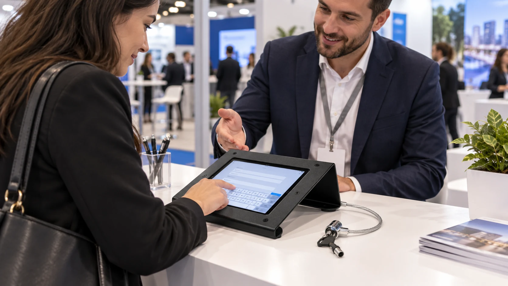 Suporte de Tablet para Mesa — Captação de contatos em evento
