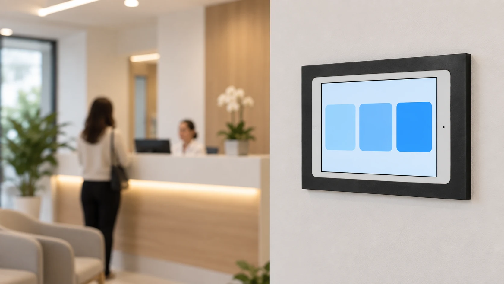 Suporte para Sistema de Controle para Tablet Parede — Recepção clínica