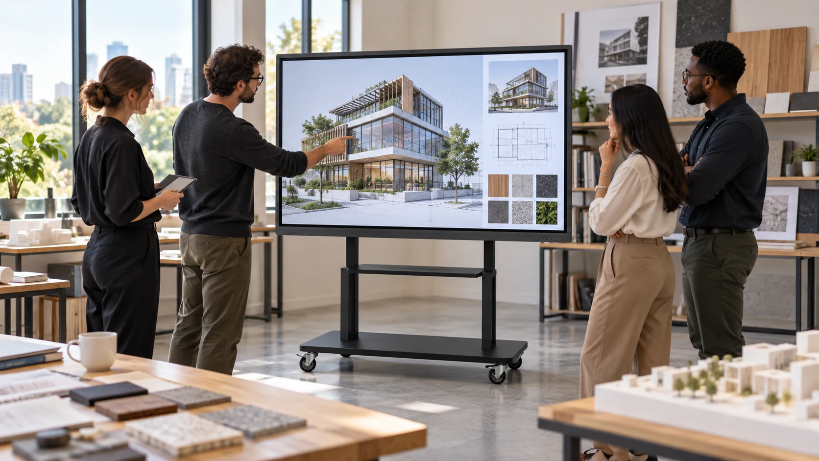 Suporte Móvel para Tela Interativa Smart 65" 75" 86" — Estúdio de arquitetura