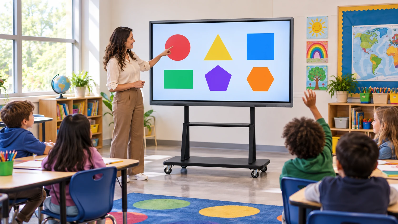 Suporte Móvel para Tela Interativa Smart 65" 75" 86" em sala de aula