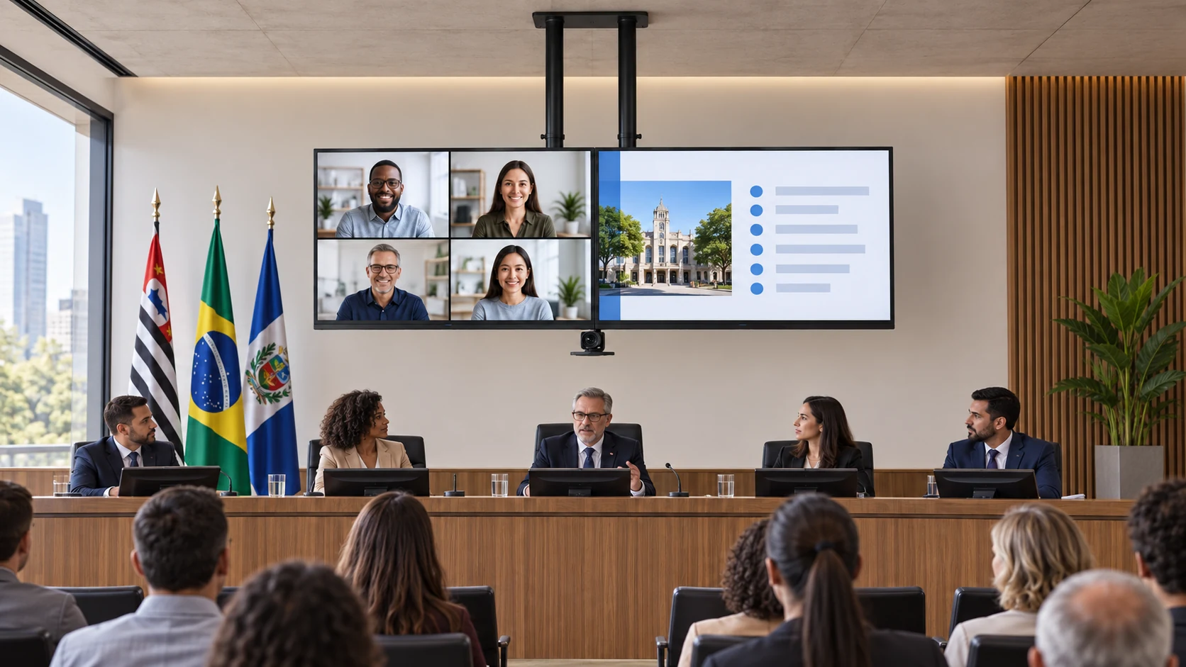 Suporte de Teto para 02 TVs — Sessão híbrida com duas telas