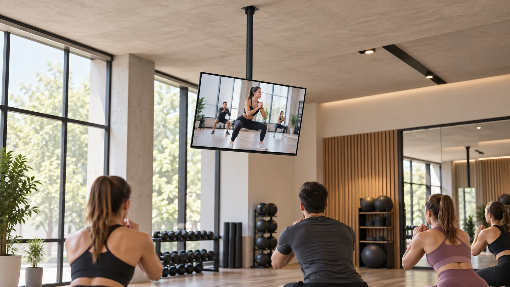 Suporte de Teto para TV de 32" a 55" — Conteúdo em estúdio fitness