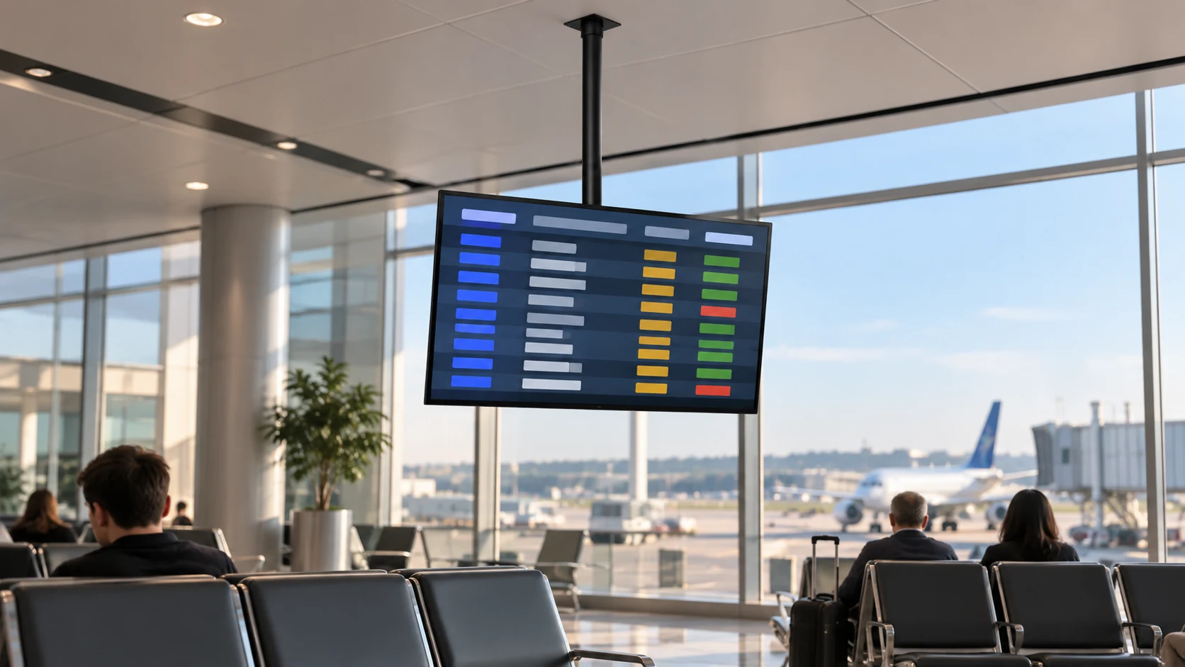 Suporte de Teto para TV de 32" a 60" em terminal de passageiros