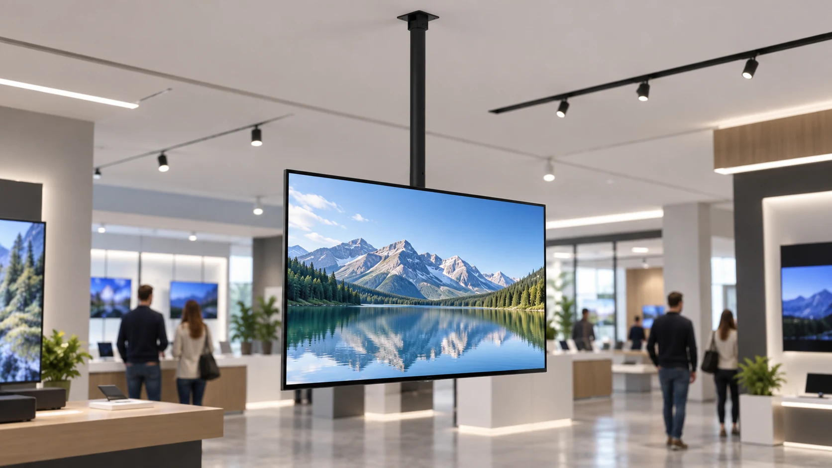 Suporte de Teto para TV de 32" a 60" — Exibição em showroom
