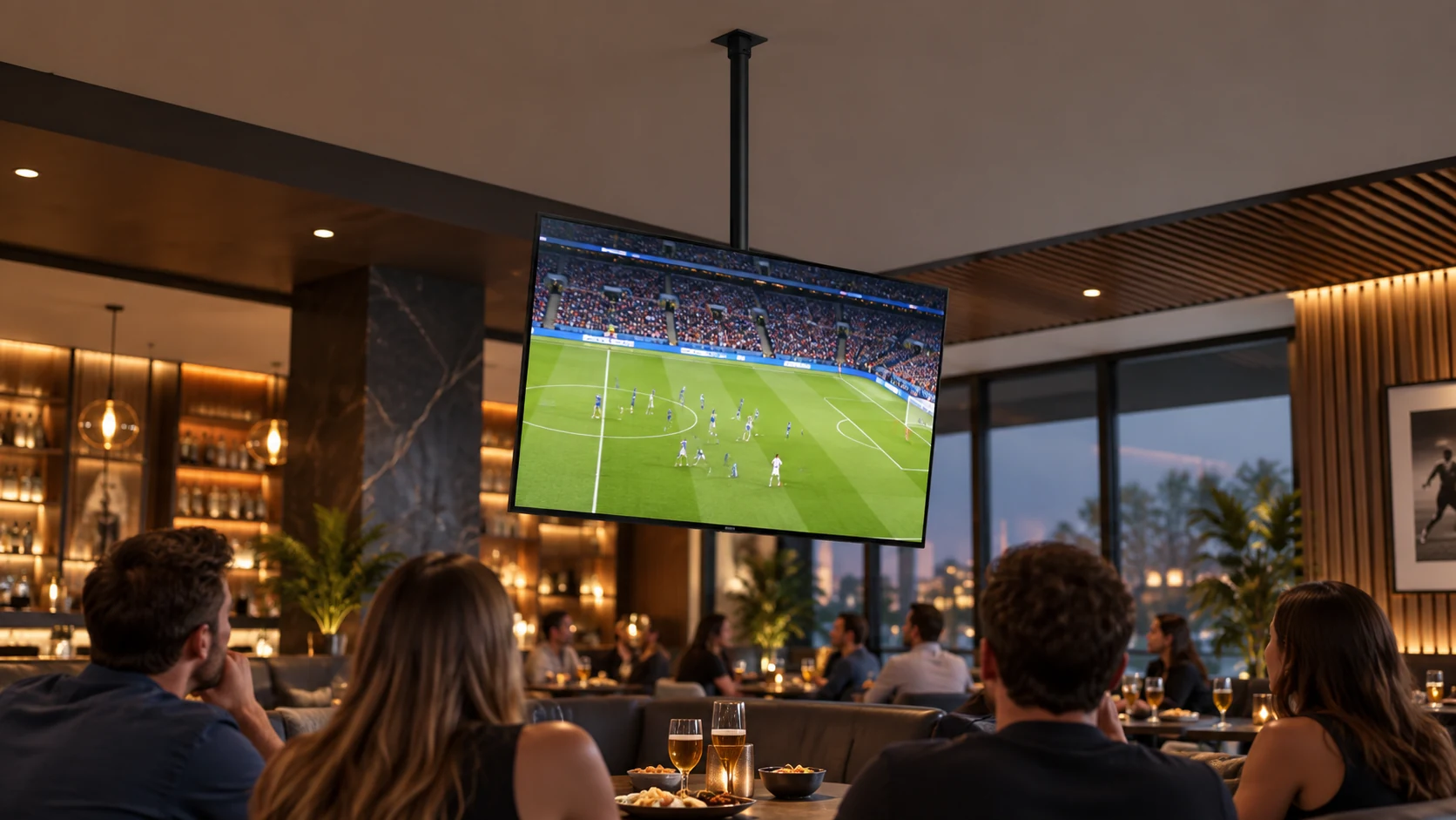 Suporte de Teto para TV de 32" a 86" — Transmissão em lounge esportivo