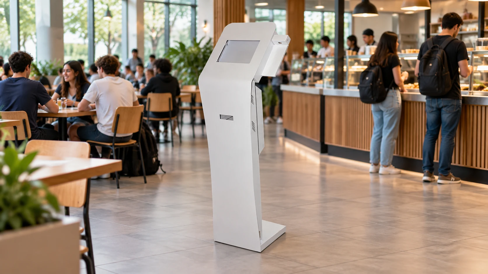 Totem Line Conference com Sistema PIN PAD — Praça de alimentação universitária