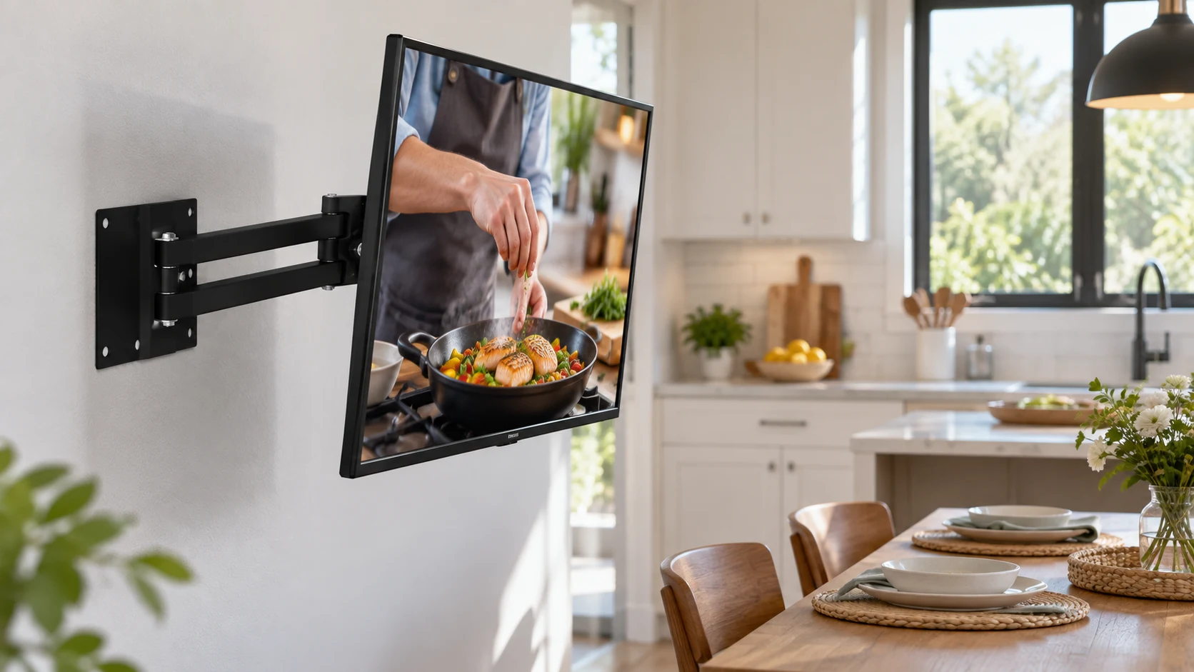 Suporte de TV Tri-Articulado LCD, LED e Plasma 20" a 43" — Tela direcionada para área de convivência
