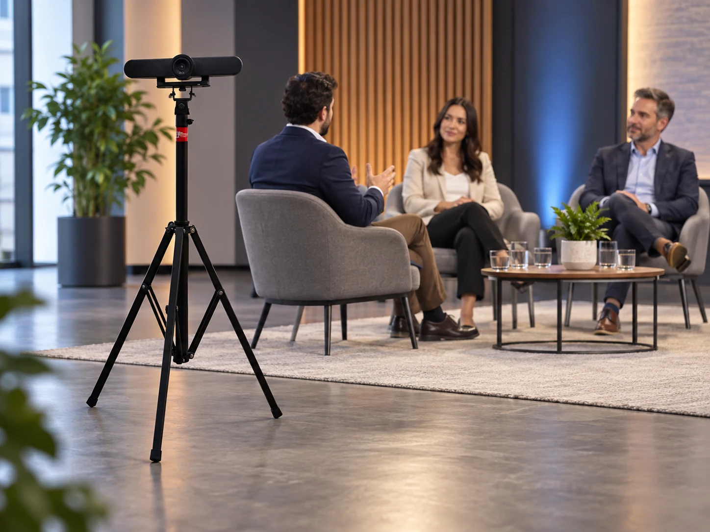 Suporte Tripé de Videoconferência Universal — Evento híbrido