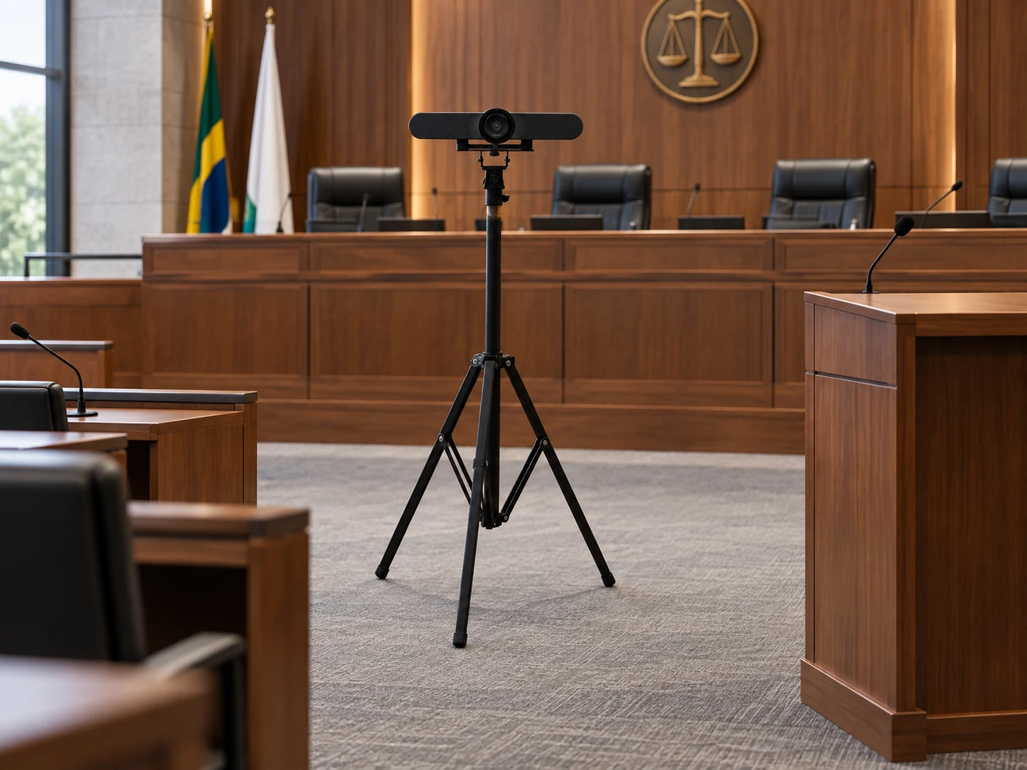 Suporte Tripé de Videoconferência Universal — Tribunal e conselho