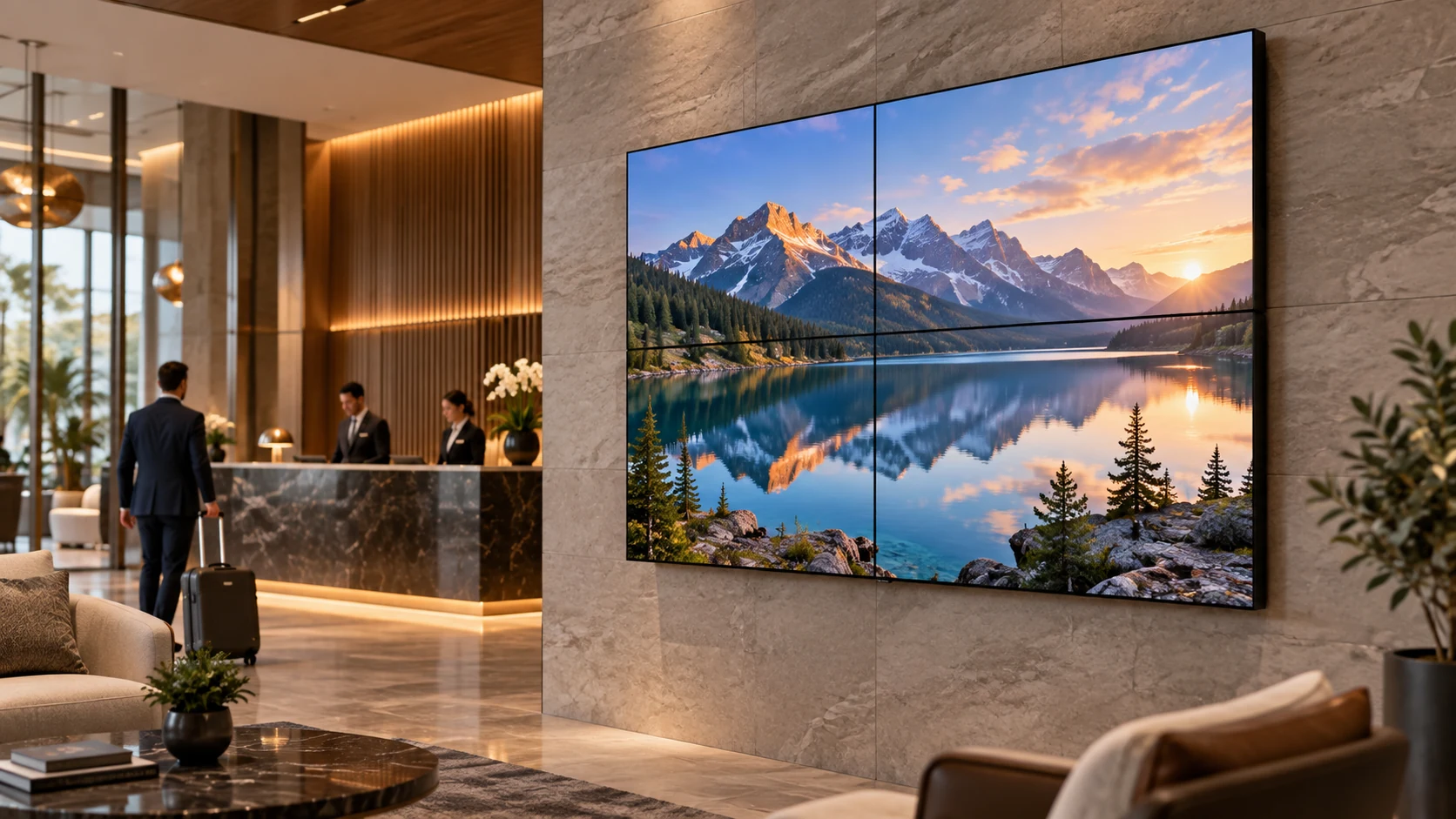 Suporte de Videowall em lobby de hotel