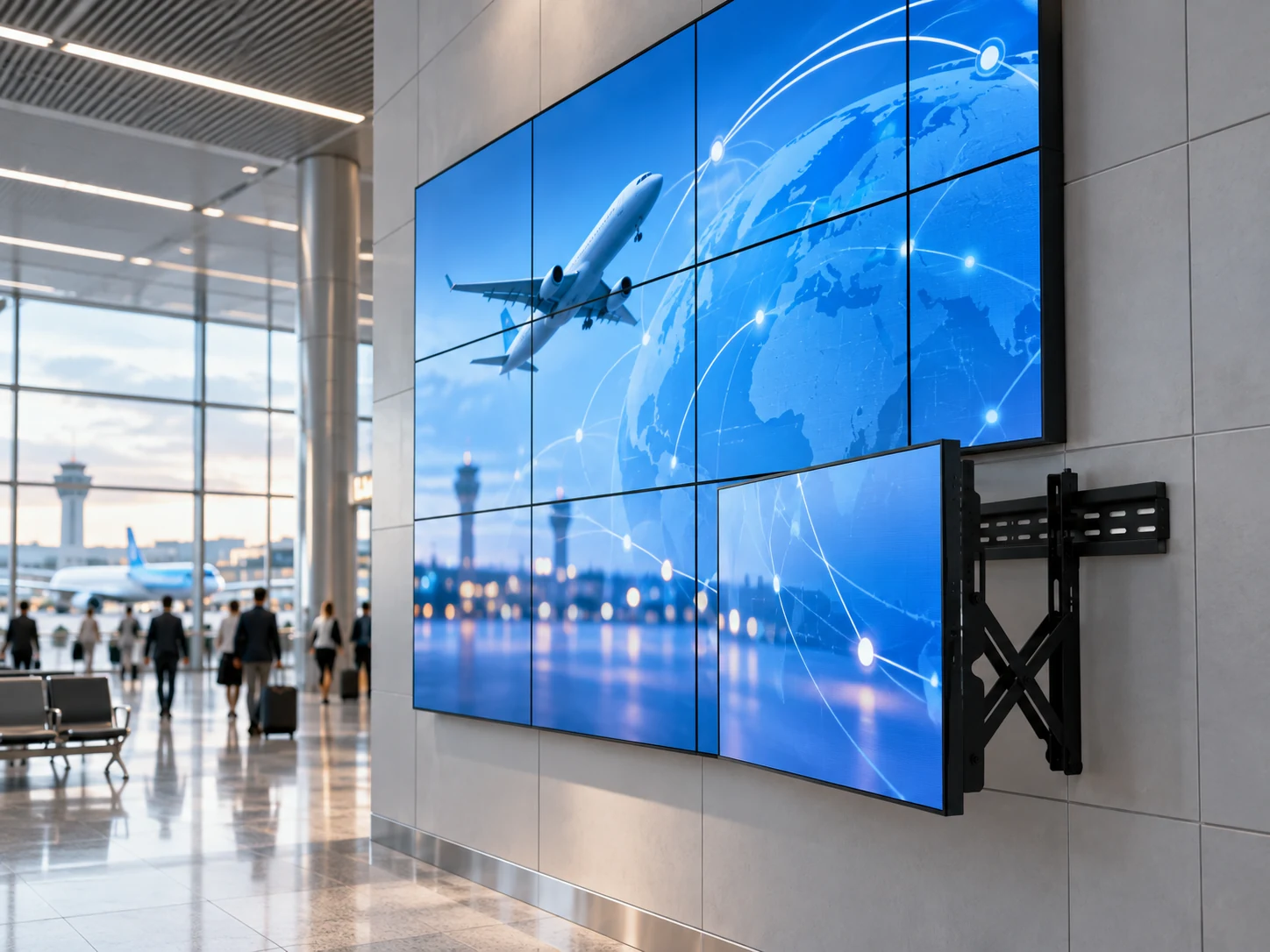 Suporte Videowall de Parede Pop-Out — Aeroporto