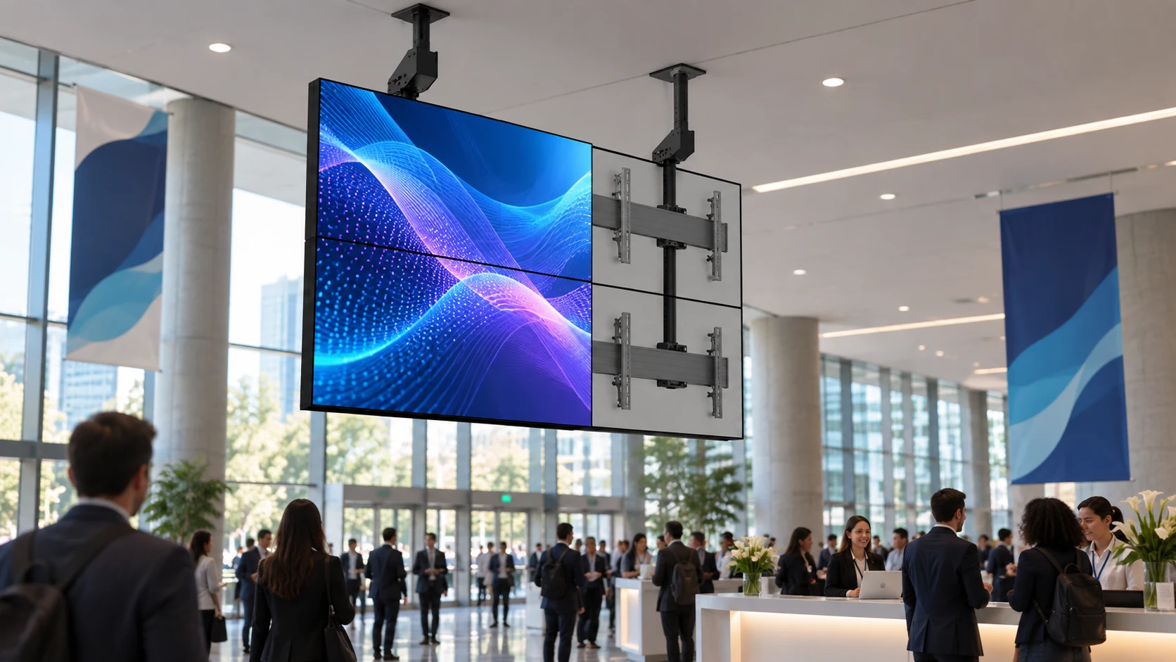 Suporte de Videowall para Teto — Comunicação em centro de eventos